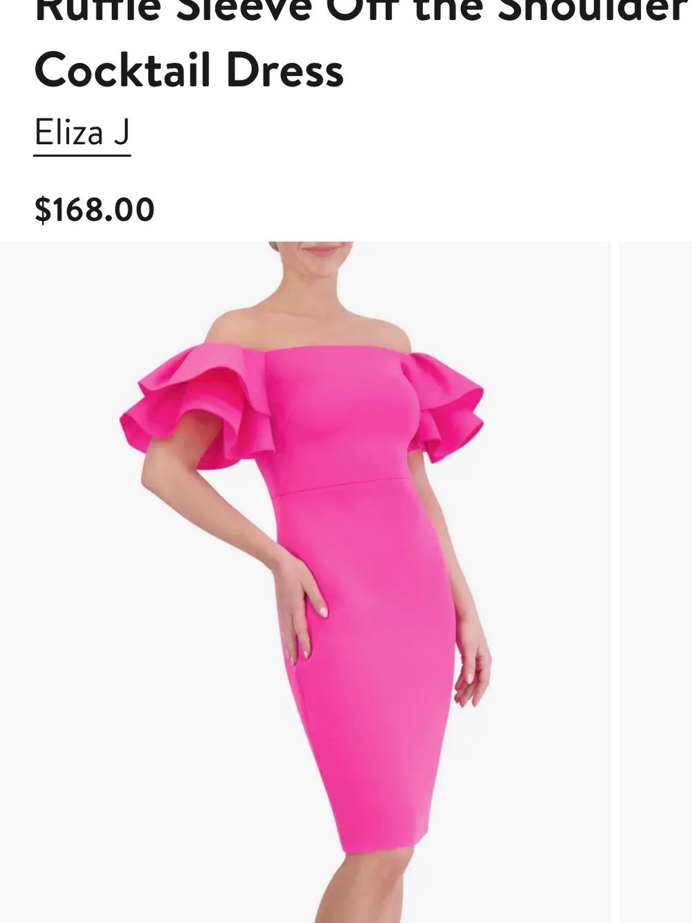 Eliza J Vibrant Hot Pink One-Shoulder Ruffle Sheath Dress
